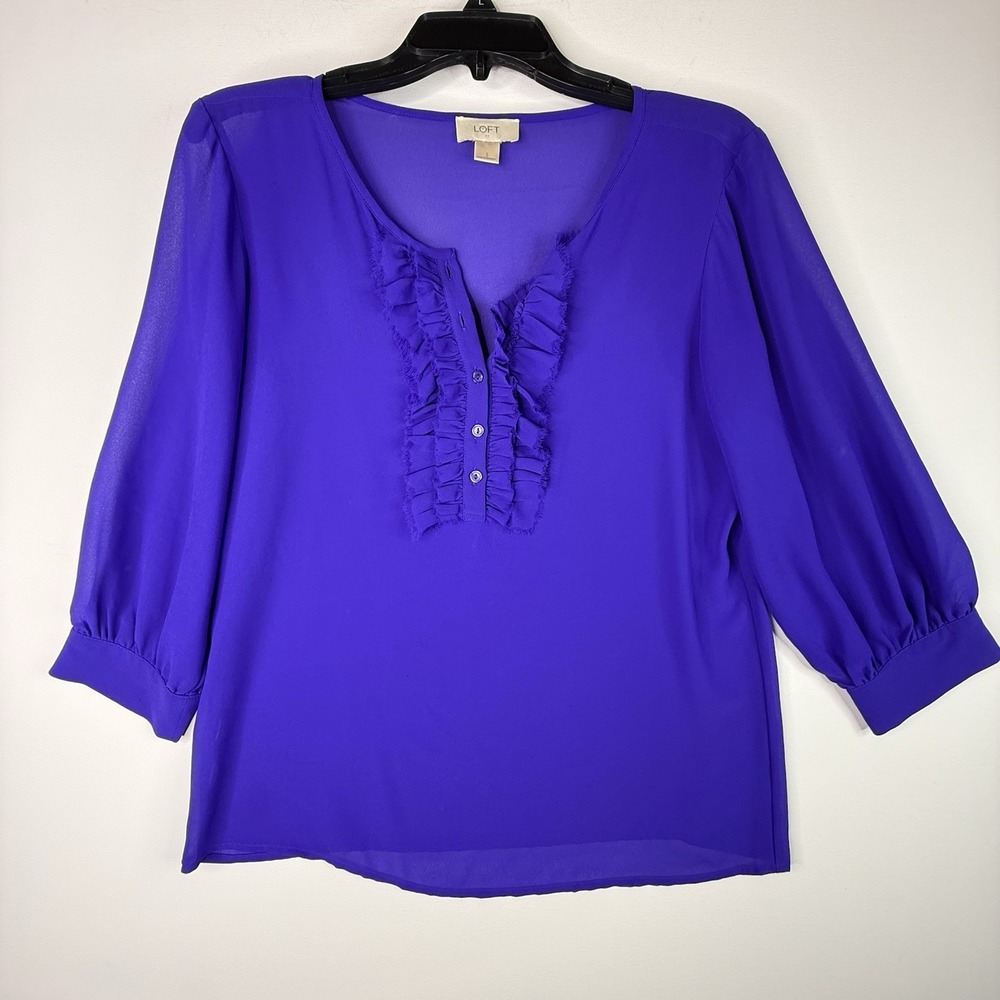 Loft Women's Sheer Purple Top Small